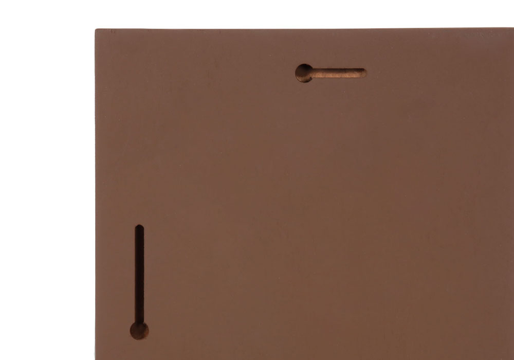 horizontal image of a wood print substrate with hanging hardware