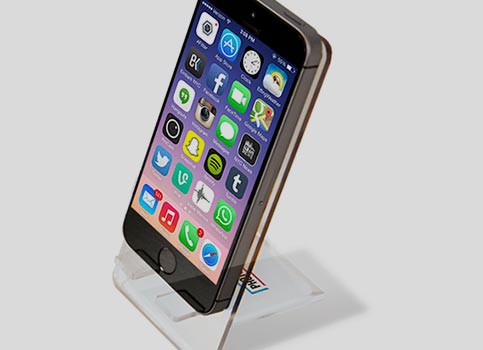 close view of an acrylic phone stand