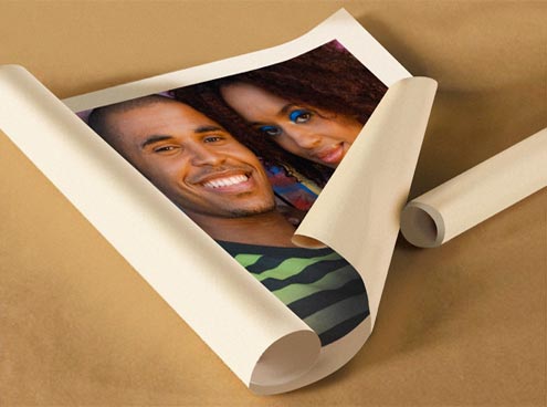 rolled canvas print photo of young couple